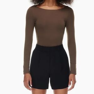 Aritzia Babaton NWT White Contour Boatneck Bodysuit Sz XS